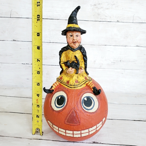 Dept 56 Poliwoggs halloween vintage inspired american folk art witch pumpkin JOL - Picture 1 of 12